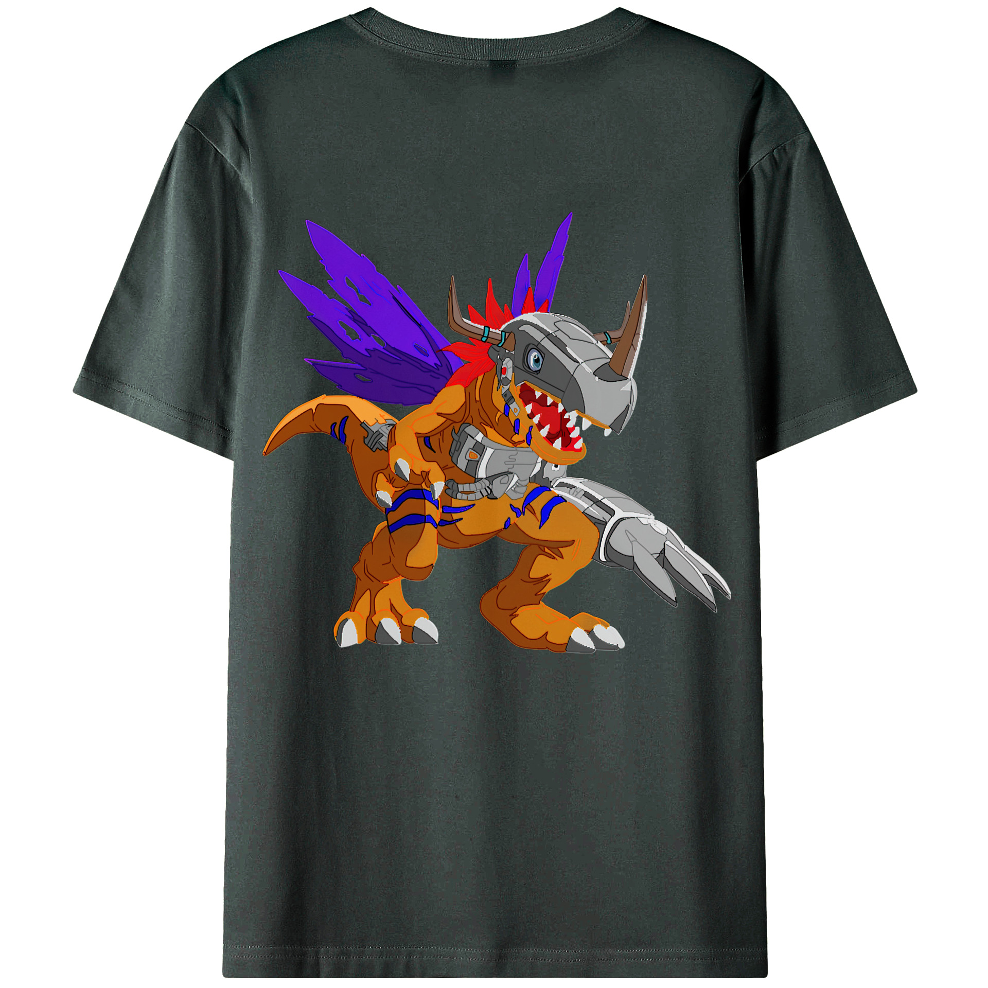 （画像用） Digimon デジタルモンスター/デジモン 綿100％ メンズ半袖Tシャツ（バックプリント） 通気性